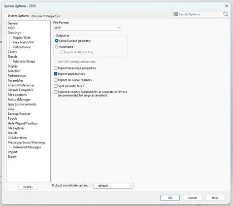 Ensure the options match below: