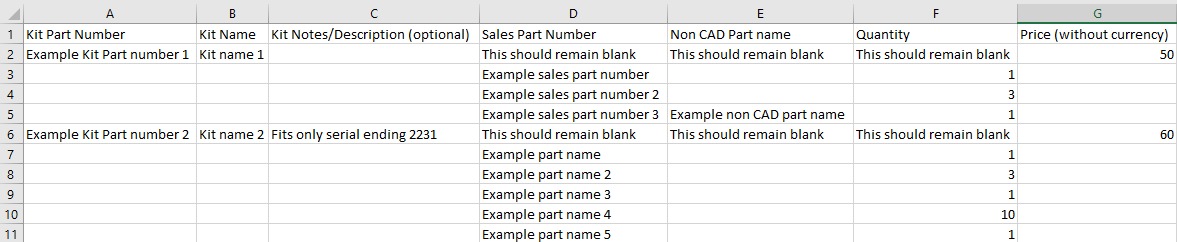 Kit Format How To Prepare Your Kits Spreadsheet